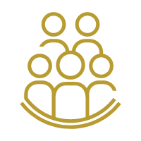 A golden icon outline of a group of people