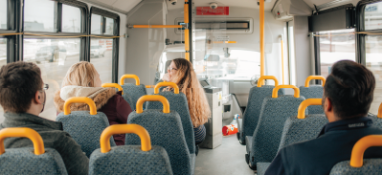 Patrons on bus